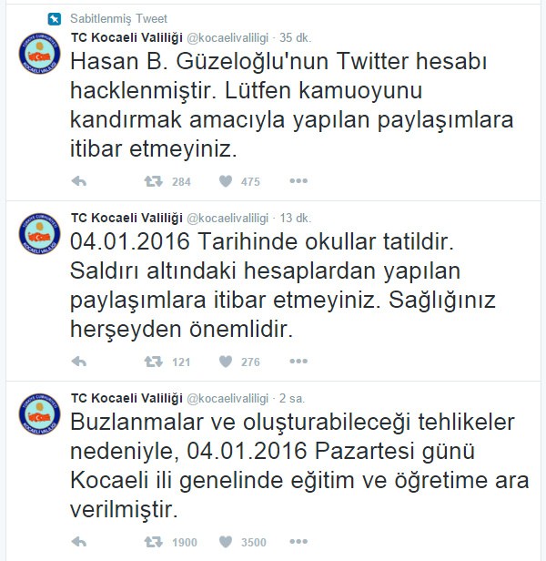 Valiliği hack'leyip tatil ilan ettiler Valiliği hack'leyip tatil ilan ettiler