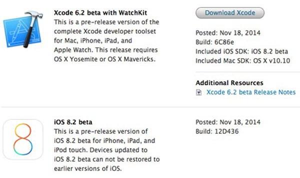 Apple iOS 8.2 beta güncelleme