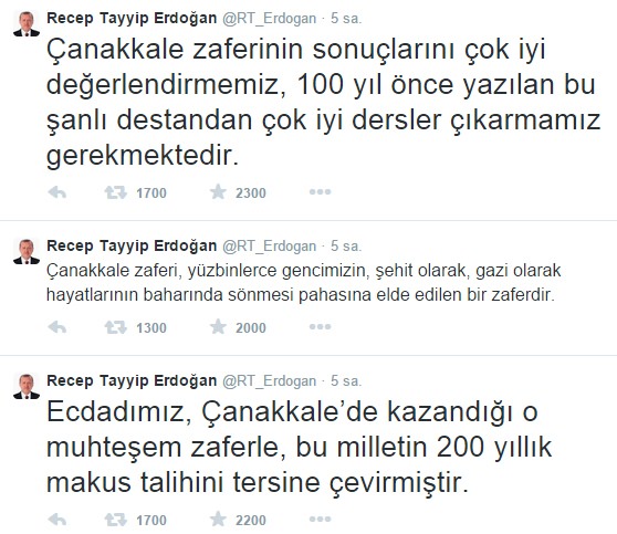 Cumhurbaşkanı Erdoğan'dan 'zafer' tweetleri